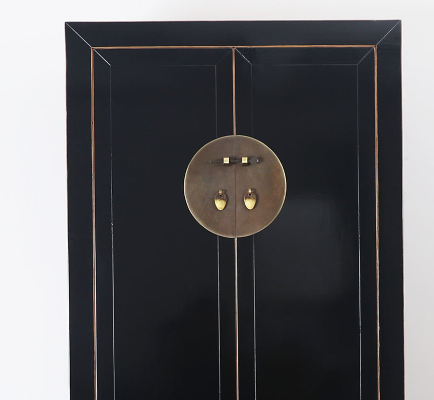 Chinese wedding cabinet 2 doors 2 drawers black