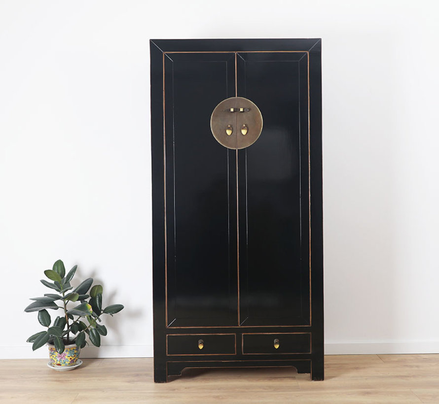 Chinese wedding cabinet 2 doors 2 drawers black