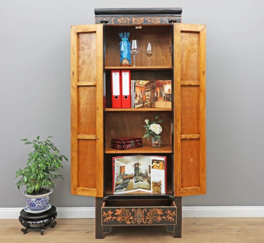 Chinese wedding cupboard 2 doors 1 drawer painted