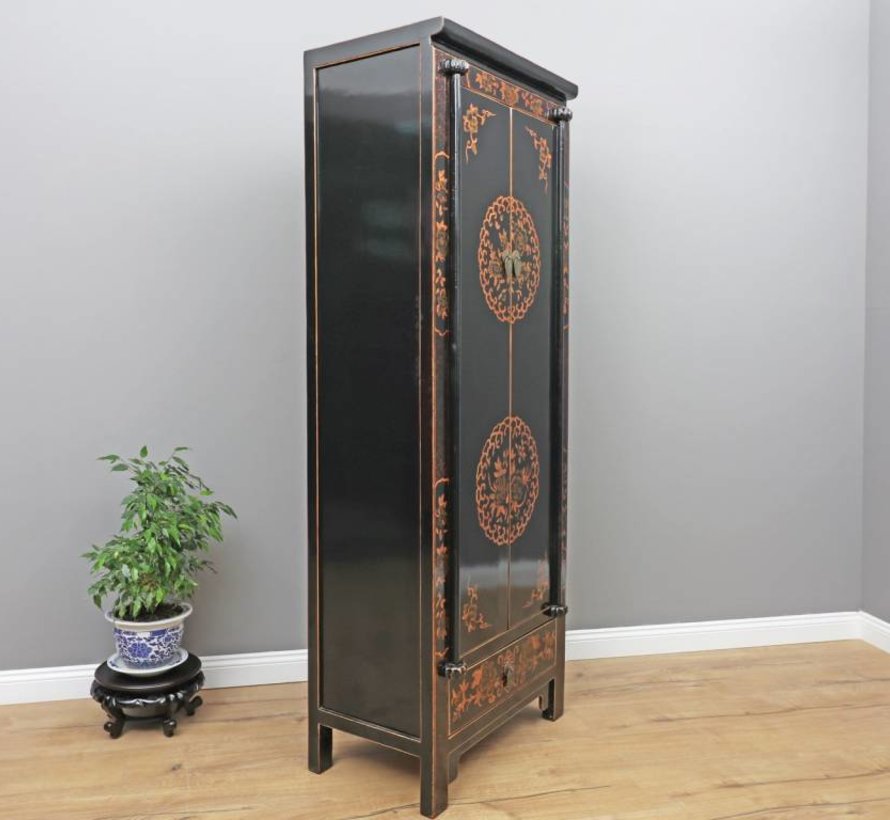 Chinese wedding cupboard 2 doors 1 drawer painted