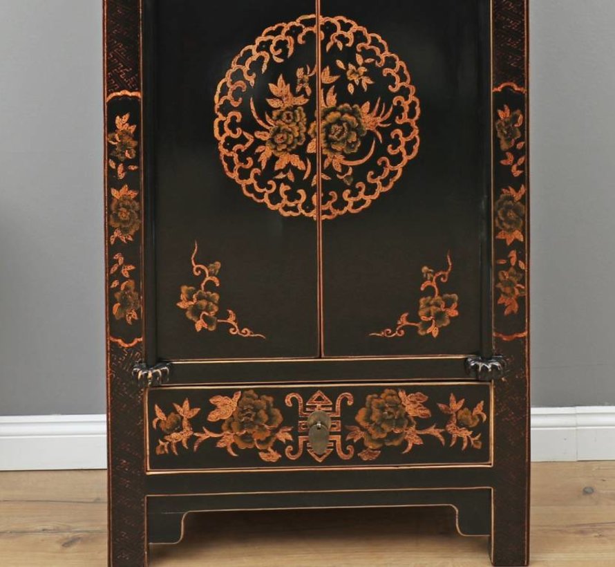 Chinese wedding cupboard 2 doors 1 drawer painted