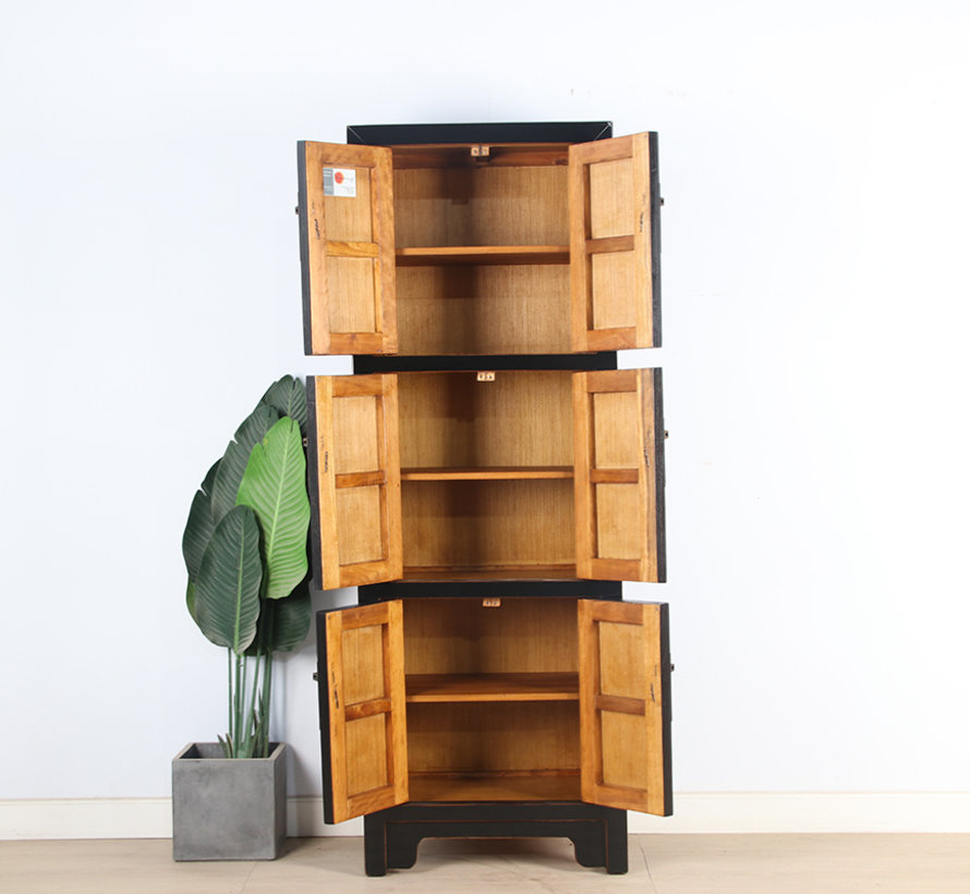 Chinese wedding cabinet 6 doors solid wood black