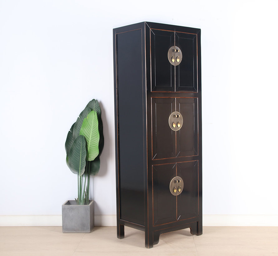 Chinese wedding cabinet 6 doors solid wood black
