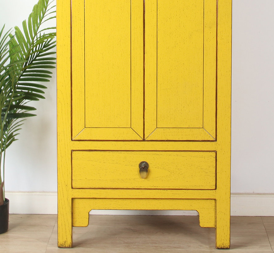 Chinese wedding cabinet 2 doors 1 drawer yellow