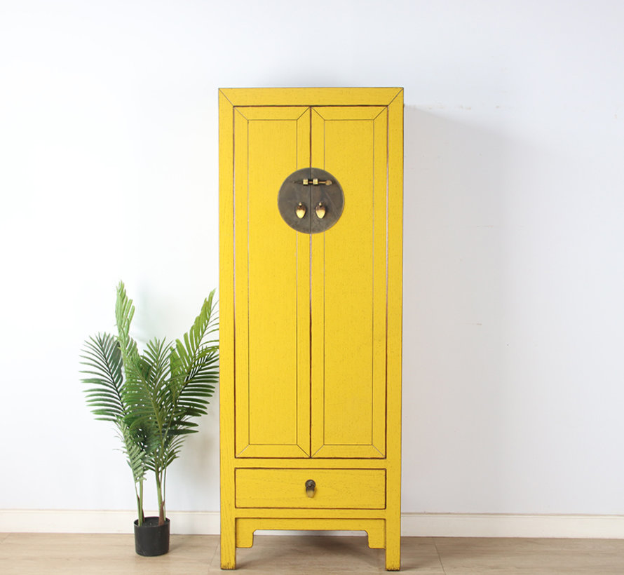 Chinese wedding cabinet 2 doors 1 drawer yellow