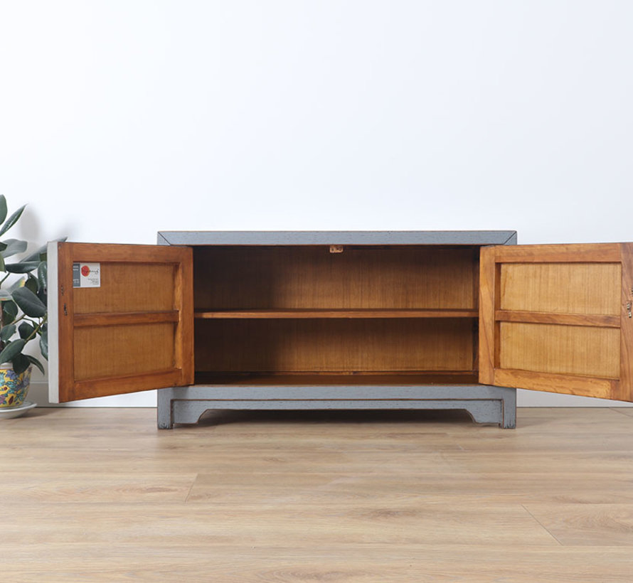 Chinese dresser sideboard 3 drawers 2 doors Oriental Asian gray