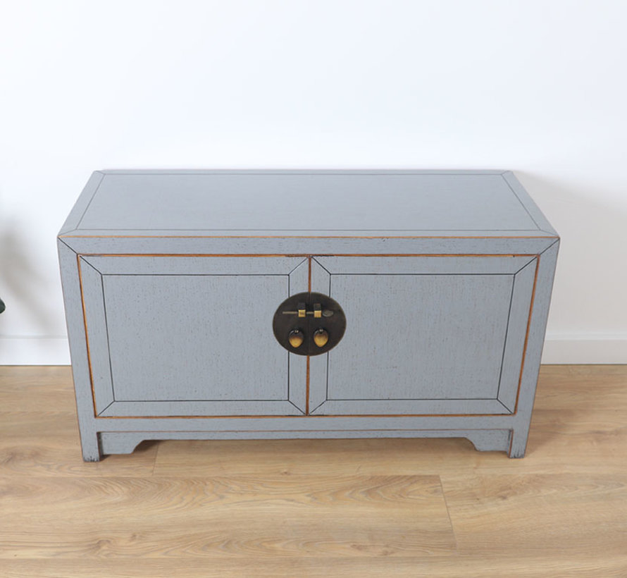 Chinese dresser sideboard 3 drawers 2 doors Oriental Asian gray