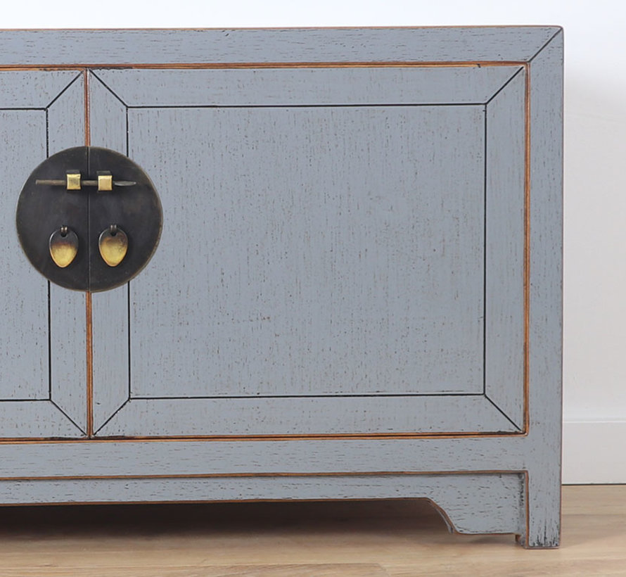 Chinese dresser sideboard 3 drawers 2 doors Oriental Asian gray