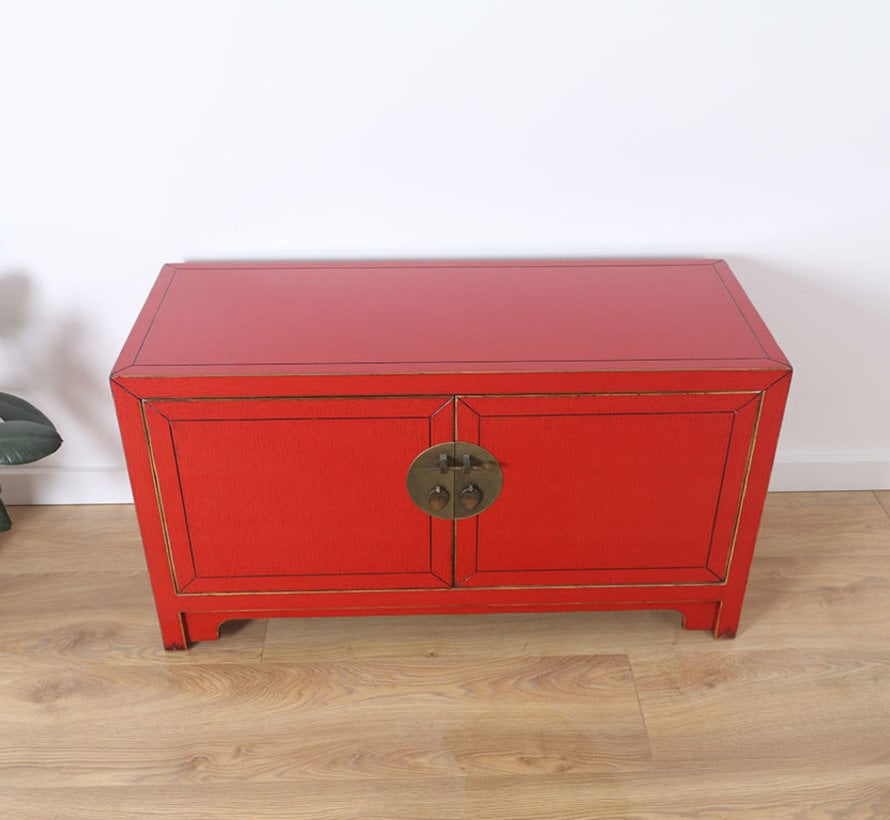 Chinese dresser sideboard 3 drawers 2 doors Oriental Asian red