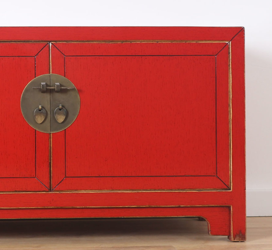 Chinese dresser sideboard 3 drawers 2 doors Oriental Asian red