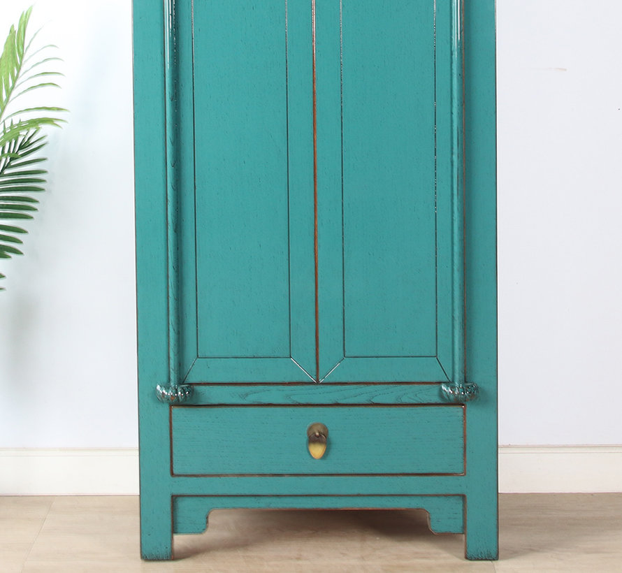 Chinese wedding cabinet solid wood 2 doors wardrobe turquoise