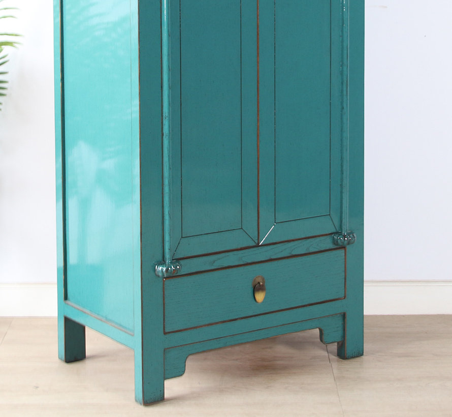 Chinese wedding cabinet solid wood 2 doors wardrobe turquoise