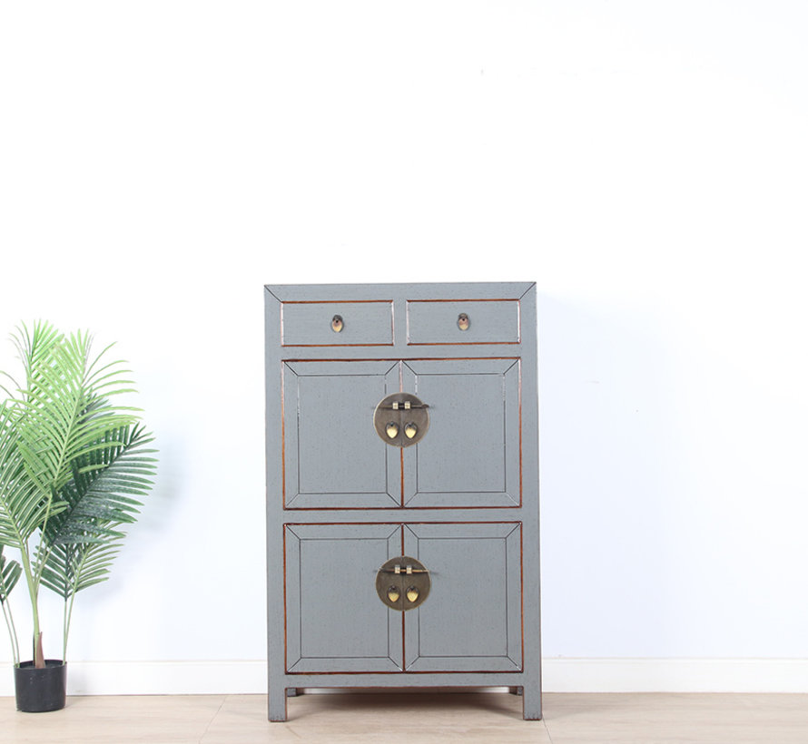 Chinese dresser wedding cabinet cabinet solid wood gray  RAL7005