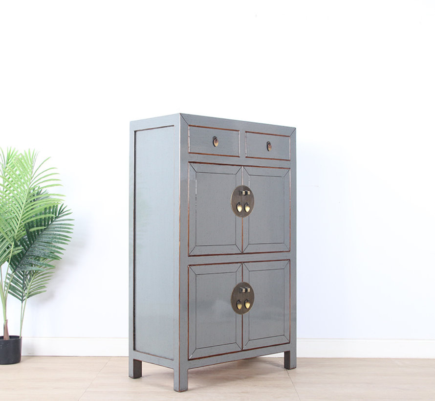 Chinese dresser wedding cabinet cabinet solid wood gray  RAL7005