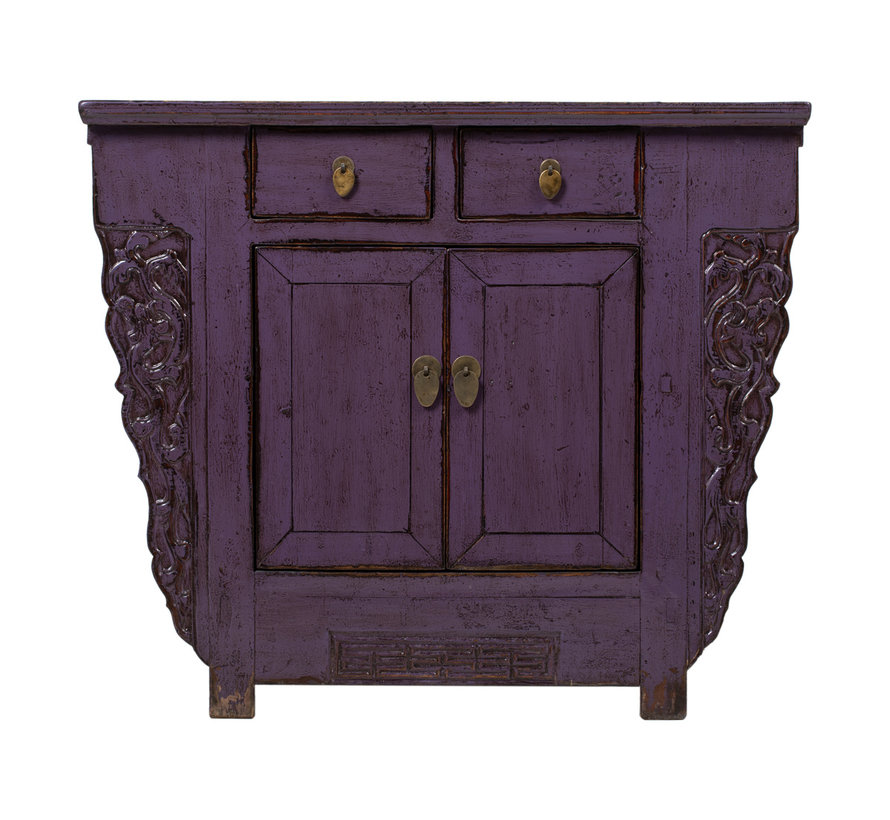 Antique sideboard TV table chest of drawers 2 doors 2 drawers purple