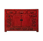 antik chinese classical carved cabinet with lotus  red