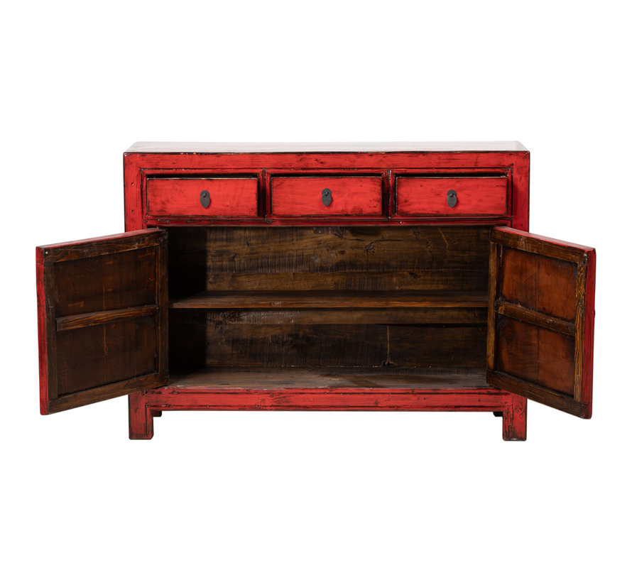 Antikes Sideboard chinesische Kommode rot