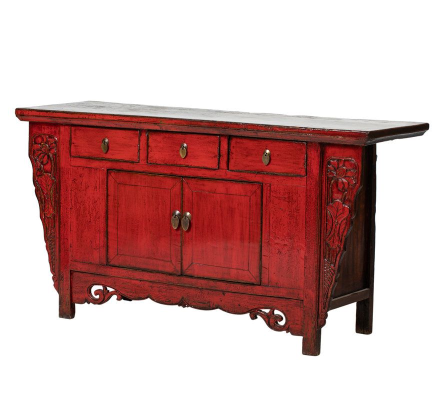 Antique Chinese sideboard chest of drawers solid wood red