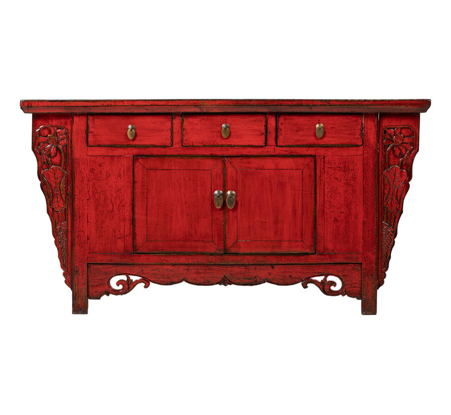 Antique Chinese sideboard chest of drawers solid wood red