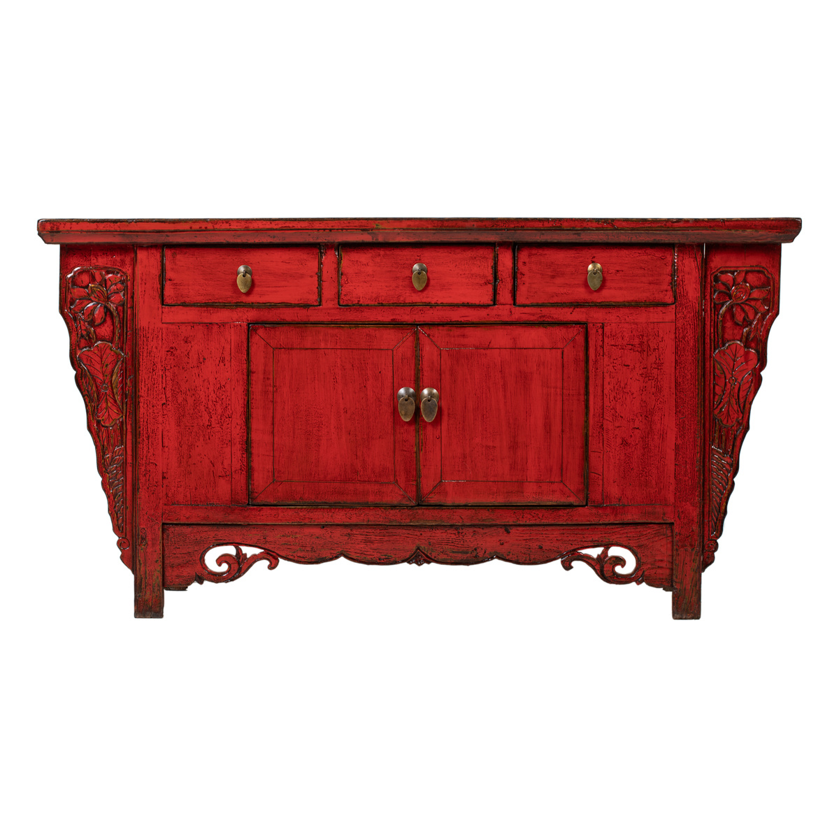 Antique Chinese sideboard chest of drawers solid wood red Yajutang