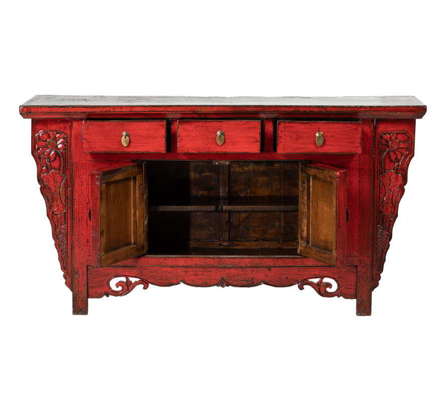 Antique Chinese sideboard chest of drawers solid wood red