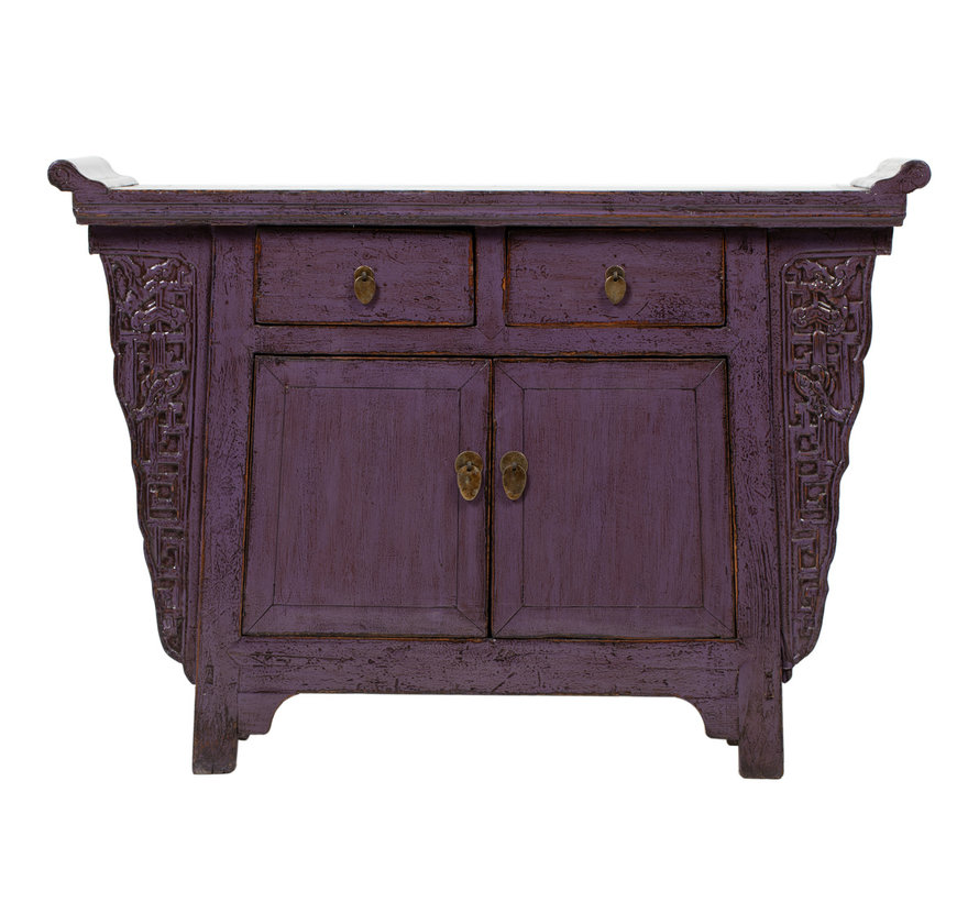 Antique sideboard TV table chest of drawers 2 doors 2 drawers purple