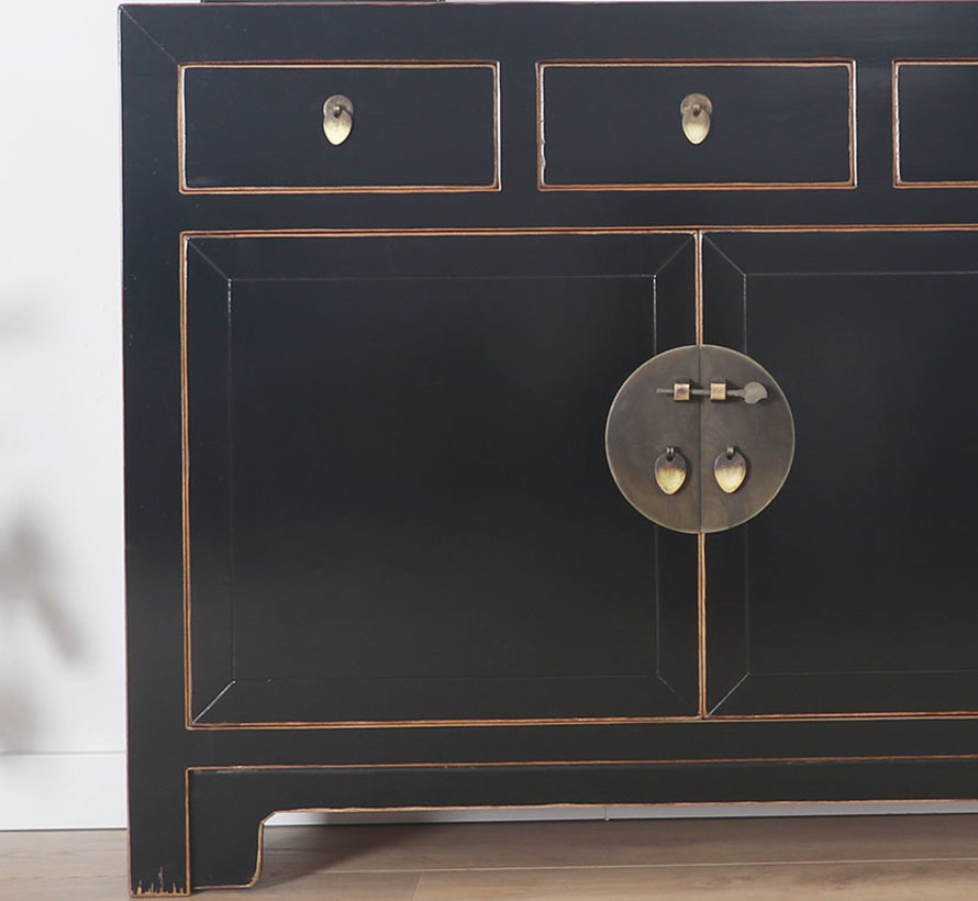 Chinese dresser sideboard 3 drawers 2 doors Oriental / Asian style black