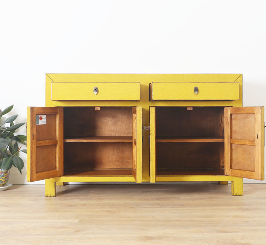 Chinese dresser sideboard 3 drawers 2 doors Oriental / Asian yellow