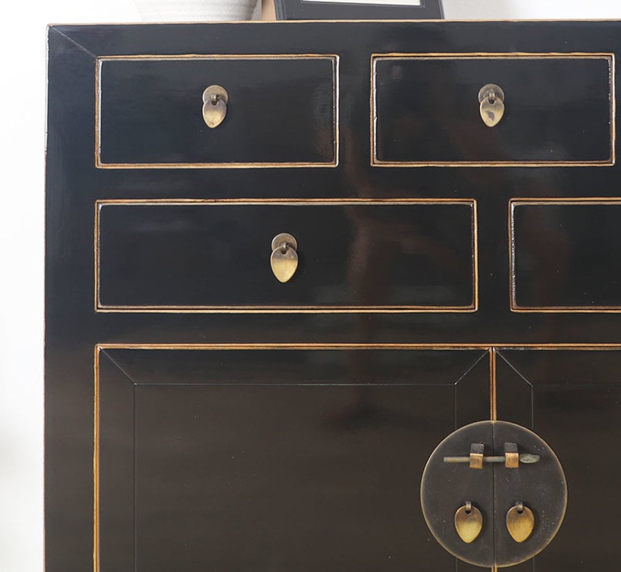 Chinese chest  sideboard 2 doors 2 drawers black