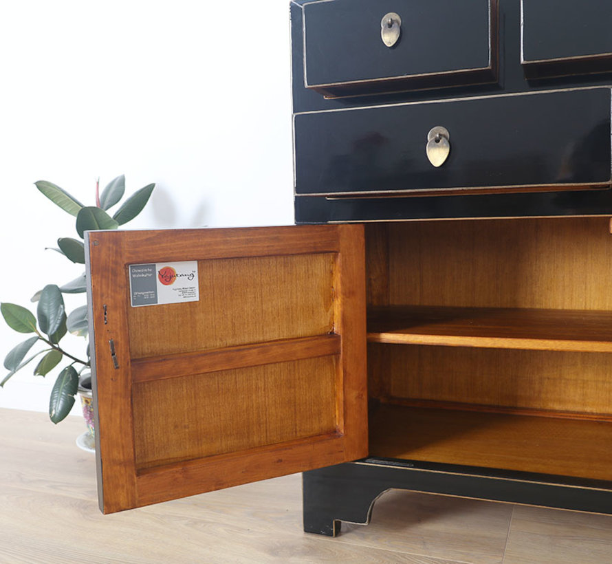 Chinese chest  sideboard 2 doors 2 drawers black