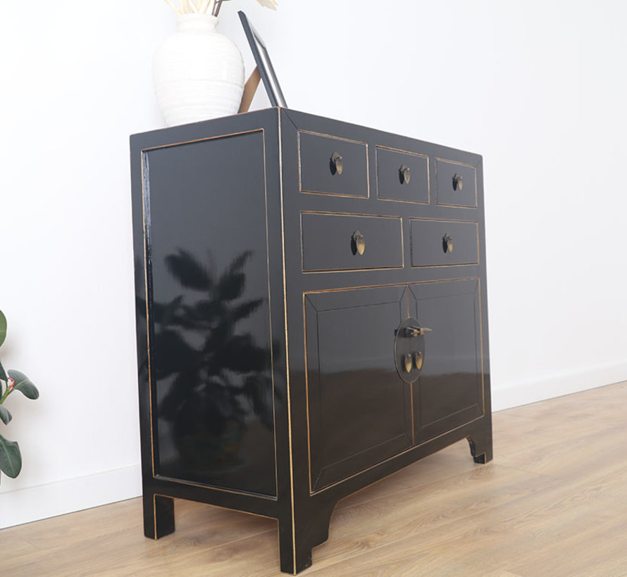 Chinese chest  sideboard 2 doors 2 drawers black