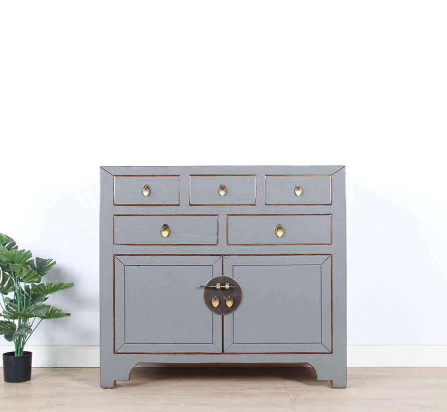 Chinese chest  sideboard 2 doors 2 drawers gray