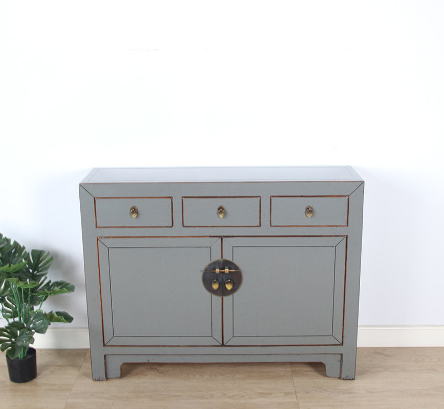 Chinese dresser sideboard 3 drawers 2 doors gray  RAL7005