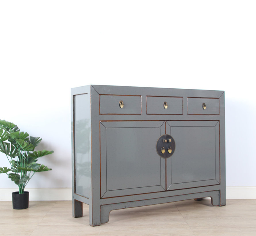 Chinese dresser sideboard 3 drawers 2 doors gray  RAL7005