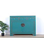 chinesische Kommode Sideboard 3 Schubladen 2 Türen türkis RAL5018