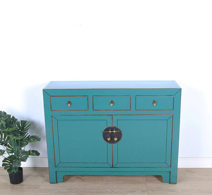 Chinese dresser sideboard 3 drawers 2 doors turquoise RAL5018