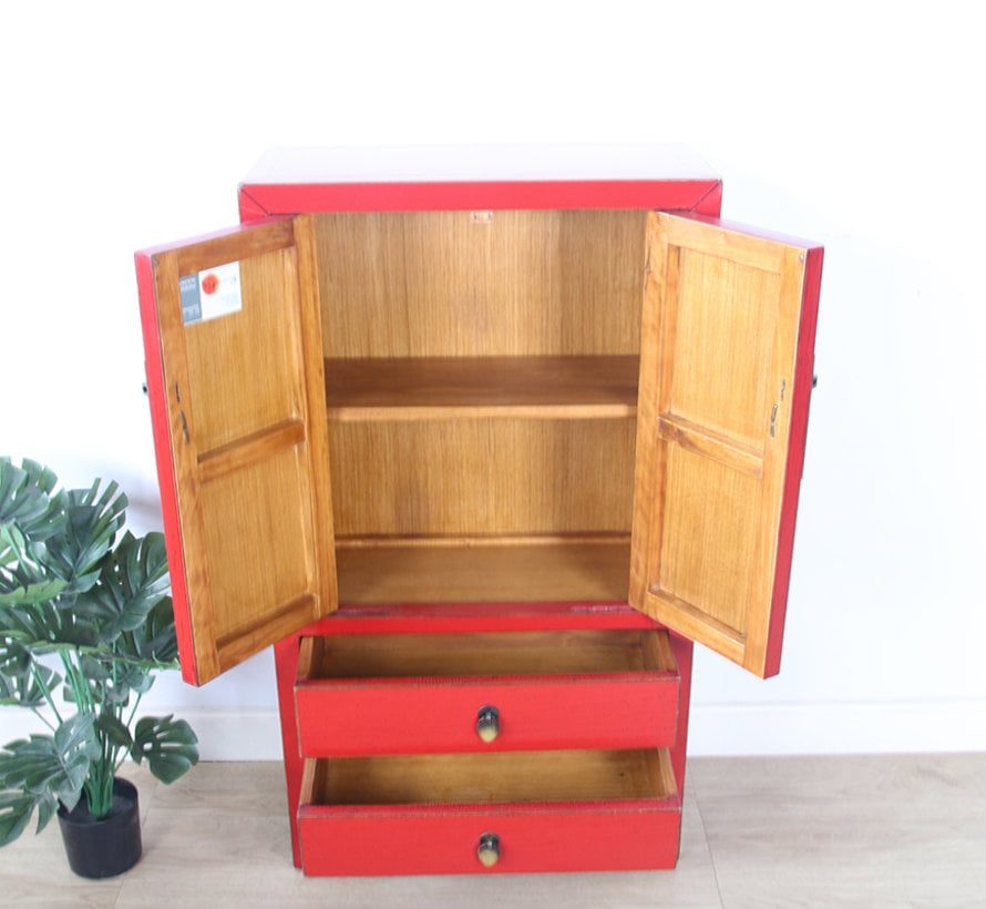 Chinese dresser sideboard 2 drawers 2 doors red