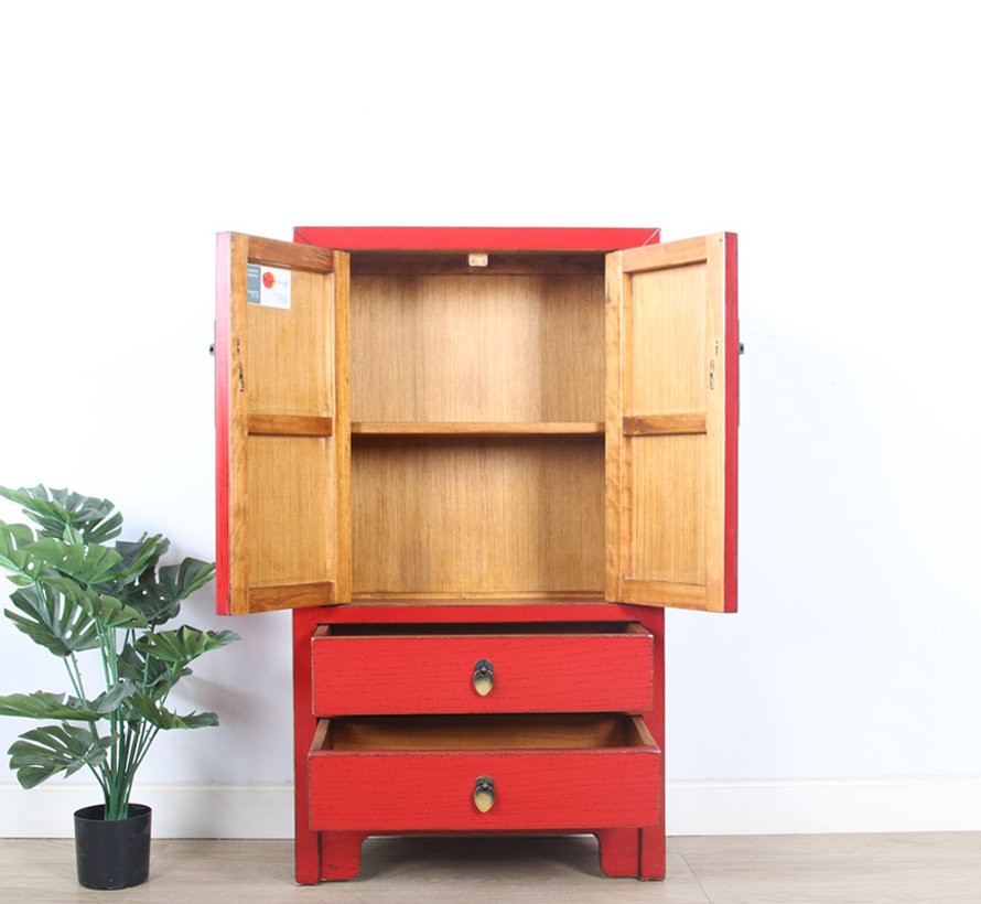 Chinese dresser sideboard 2 drawers 2 doors red