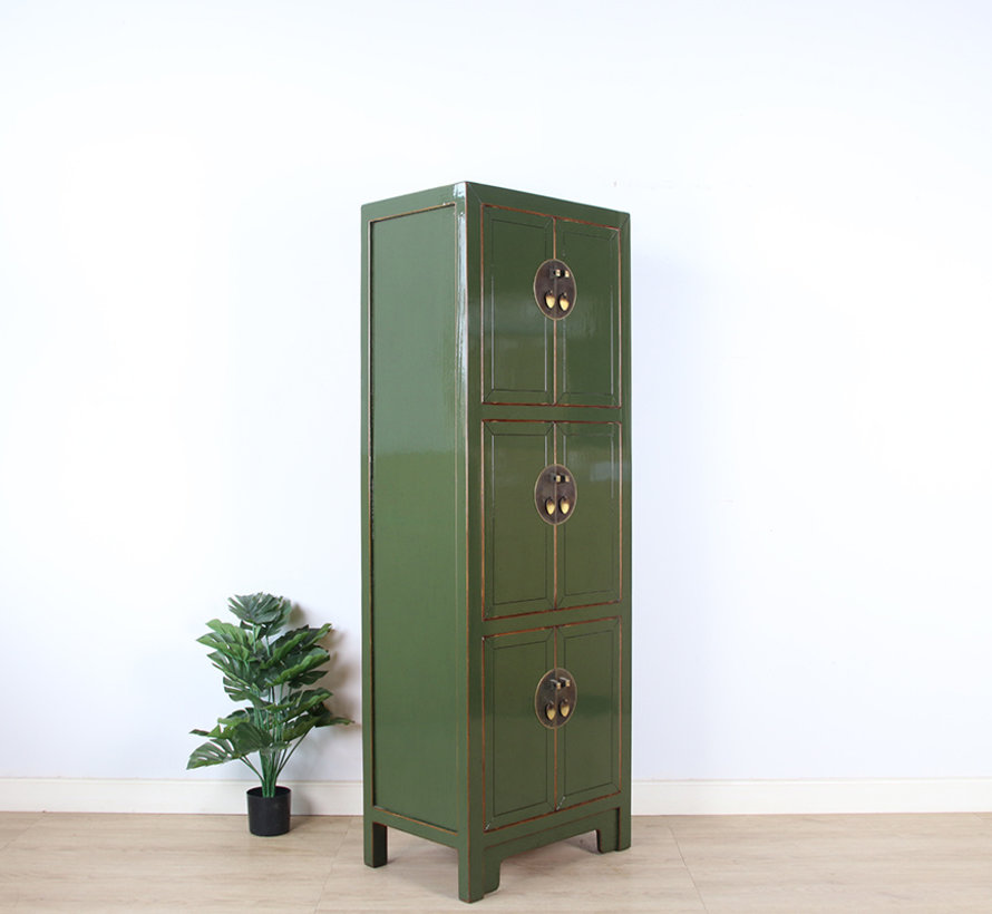 Chinesischer Hochzeitsschrank 6 Türen Massivholz olivgrün