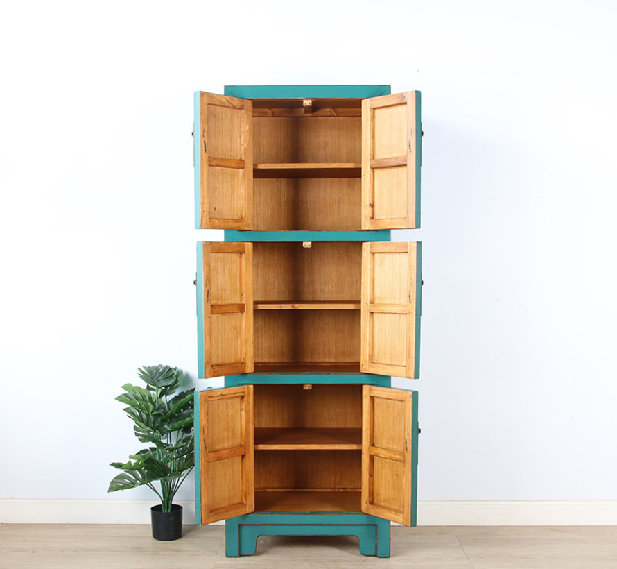 Chinese wedding cabinet 6 doors solid wood turqious RAL5018