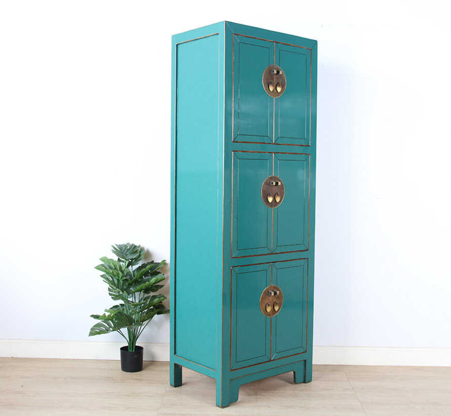 Chinese wedding cabinet 6 doors solid wood turqious RAL5018