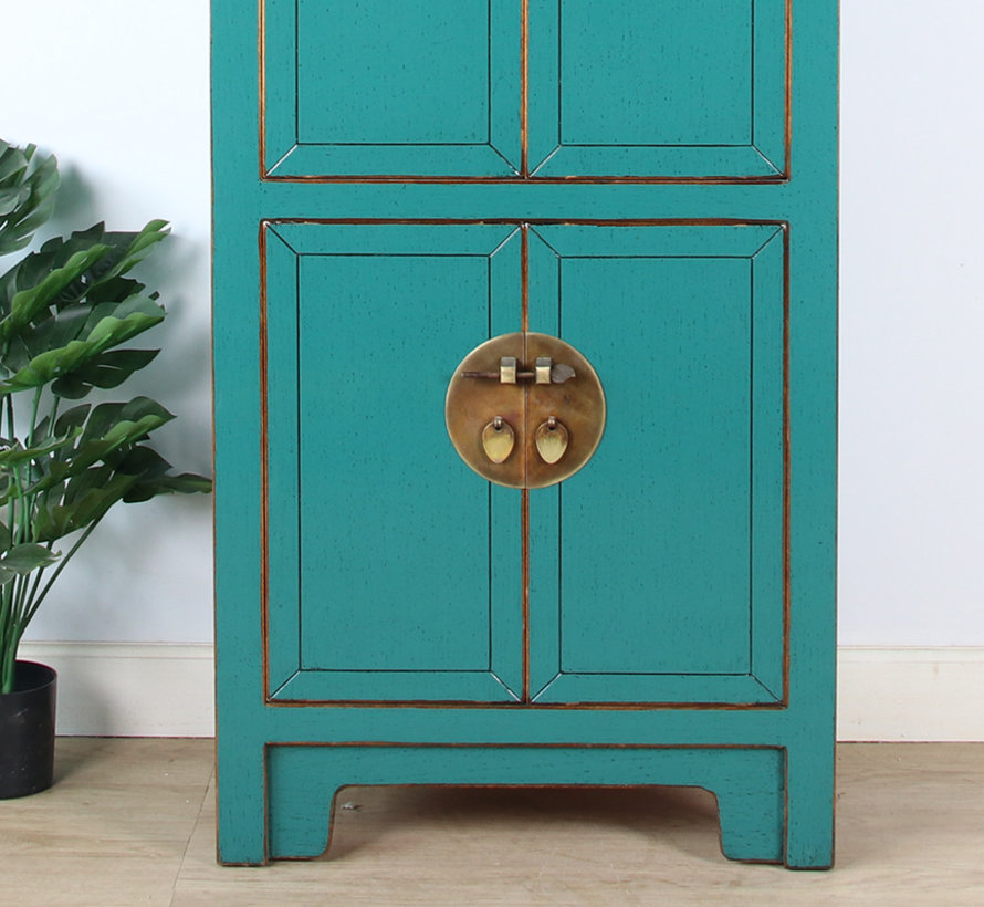 Chinese wedding cabinet 6 doors solid wood turqious RAL5018