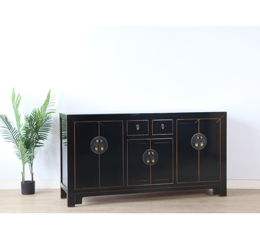 chinesische Kommode Sideboard 6 Türen 2 Schubladen schwarz