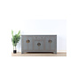 chinesische Kommode Sideboard 6 Türen 2 Schubladen grau  RAL7005