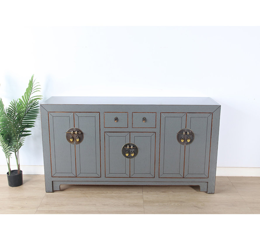 Chinese dresser sideboard 6 Türen 2 Schubladen grey  RAL7005