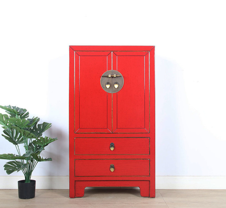 Chinese dresser sideboard 2 drawers 2 doors red