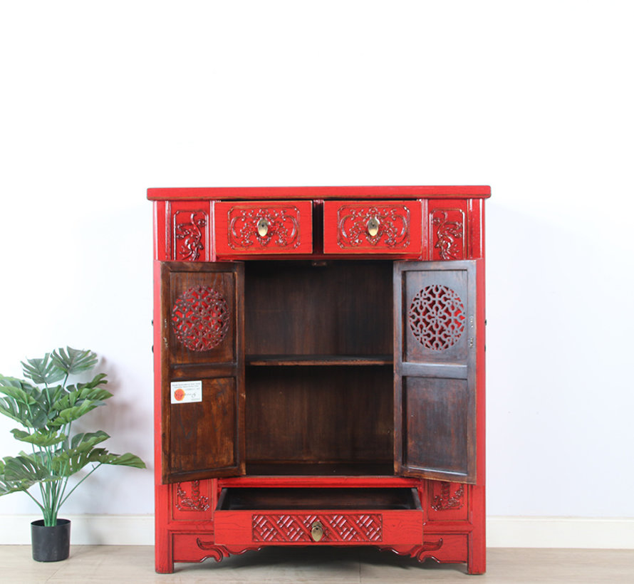 Chinese chest of drawers sideboard 2 doors 3 drawers red Yajutang