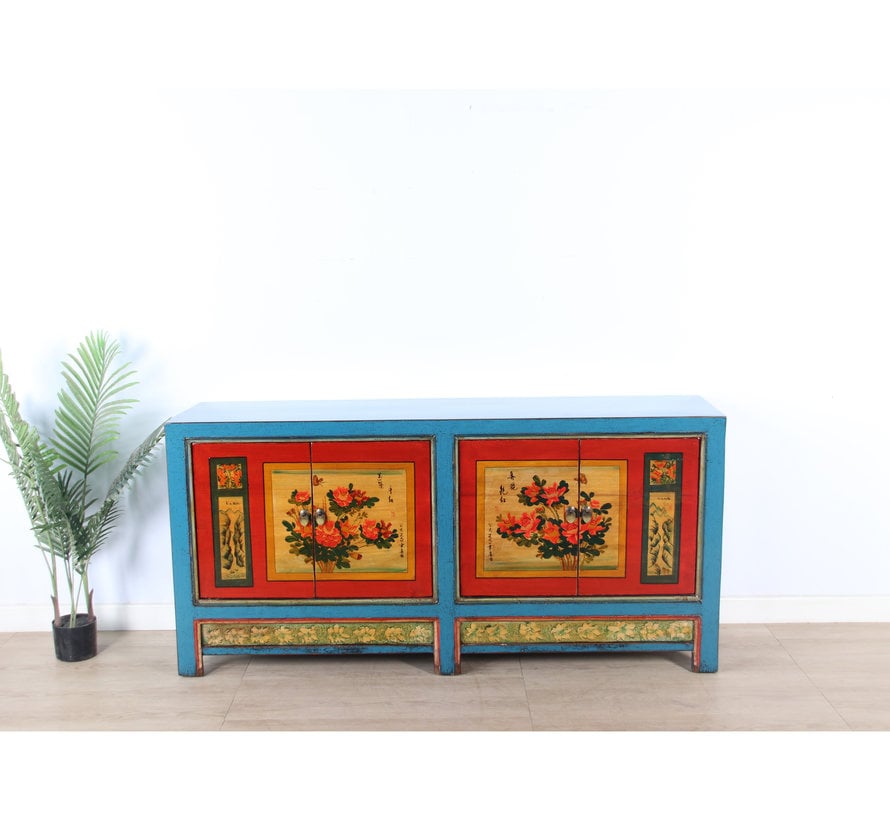 Antique chinese cabinet solid wood painted