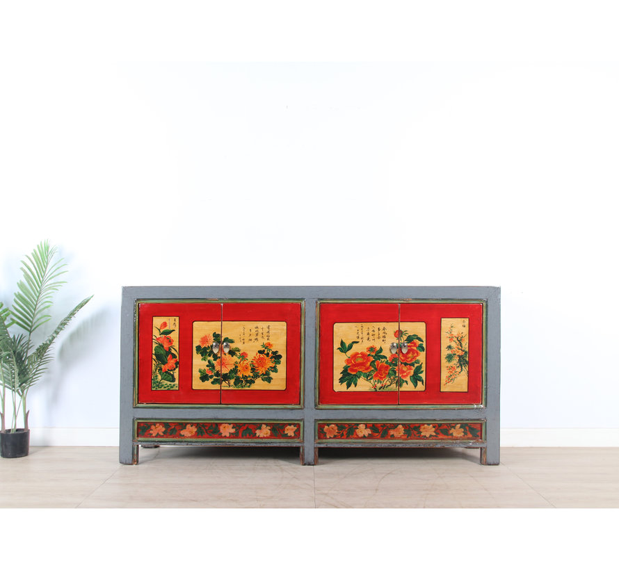 Antique chinese cabinet solid wood painted