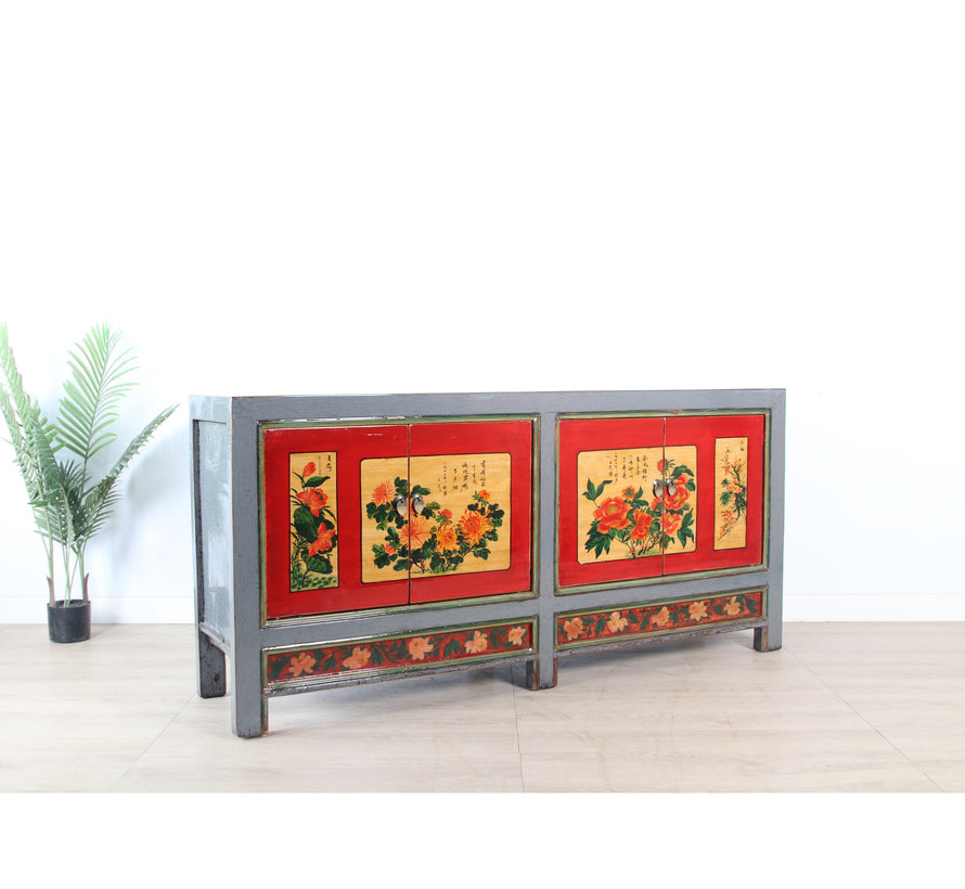 Antique chinese cabinet solid wood painted